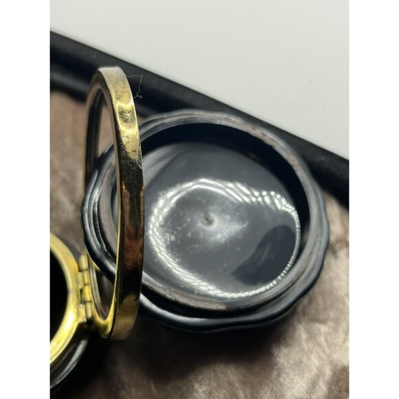 VINTAGEHinged Trinket/Jewelry Box Vintage Plastic Black Decorative Gold Flowers - Picture 15 of 16